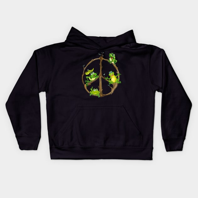 Frogs Hippie Kids Hoodie by Rumsa